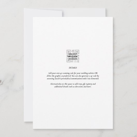 Classic White Elegant Print or Digital Wedding 招待状 (裏面)