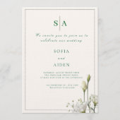 classic white floral and border wedding invitation 招待状 (正面)