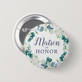 Classic White Flower Matron of Honor Bridal Shower 缶バッジ (正面&裏面)