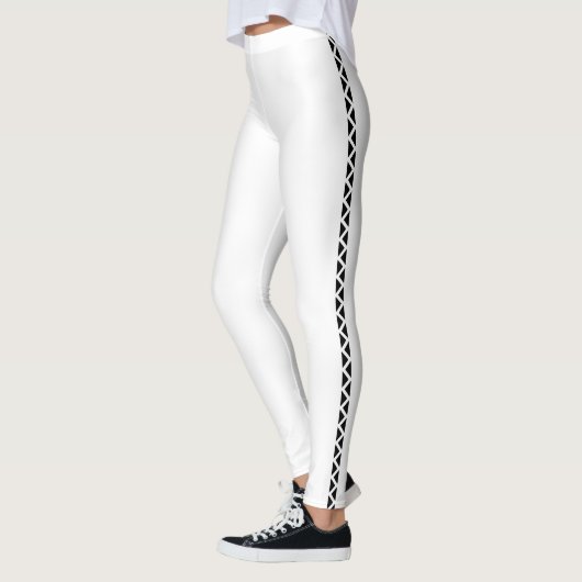 Classic White Leggings with Black Side Stripe レギンス (左)