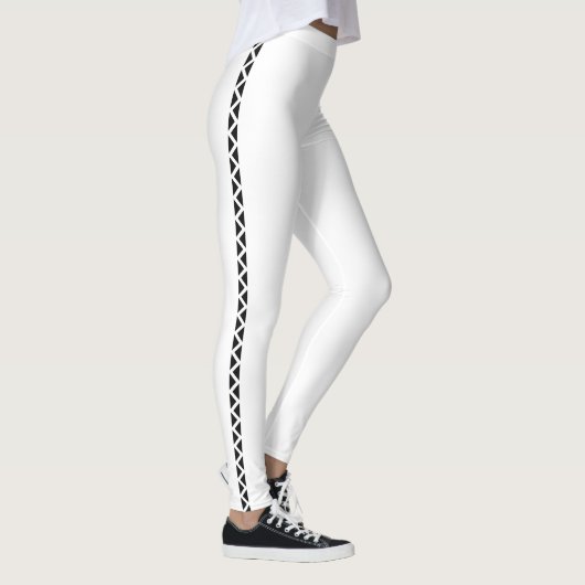Classic White Leggings with Black Side Stripe レギンス (右)