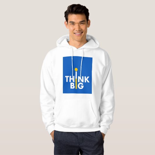 "Classic White Men's Hoodie with 'Think Big' Logo  パーカ (正面フル)