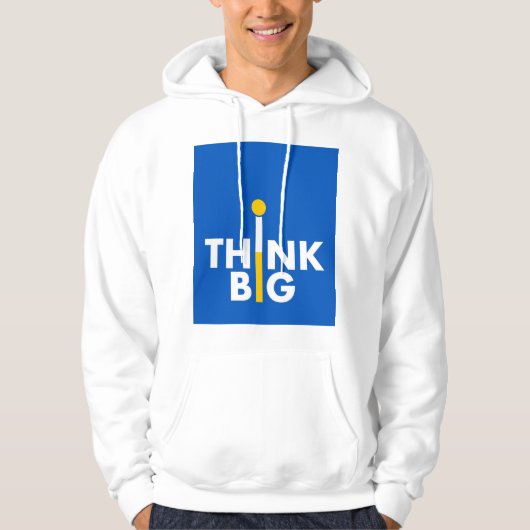 "Classic White Men's Hoodie with 'Think Big' Logo  パーカ (正面)