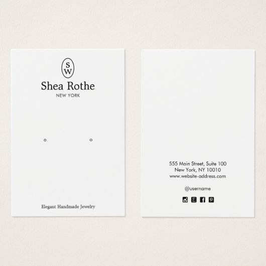 Classic White Monogram Earring Display Card (正面&裏面)