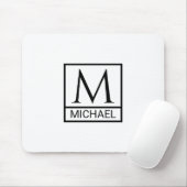 Classic White Mouse Pad with Initial & Name マウスパッド (マウス)