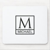 Classic White Mouse Pad with Initial & Name マウスパッド (正面)