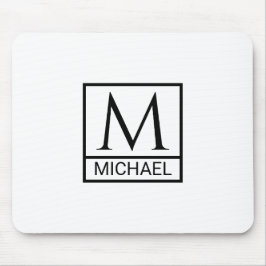 Classic White Mouse Pad with Initial & Name マウスパッド
