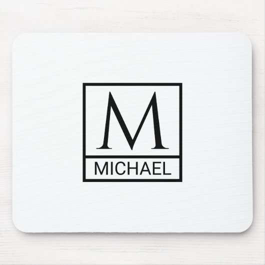 Classic White Mouse Pad with Initial & Name マウスパッド (正面)