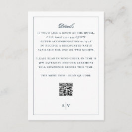 Classic White Navy Back QR Code Wedding Details エンクロージャーカード
