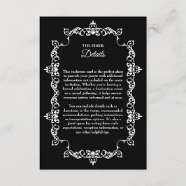 Classic White on Black Ornately Framed Wedding エンクロージャーカード