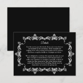 Classic White on Black Ornately Framed Wedding エンクロージャーカード (正面/裏面)