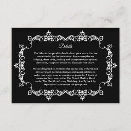 Classic White on Black Ornately Framed Wedding エンクロージャーカード