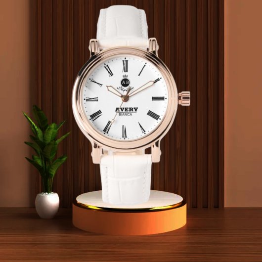Classic White Personalized Roman Numerals Custom  腕時計