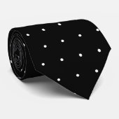 Classic White Polka Dot Pattern Black Formal ネクタイ (ロール)