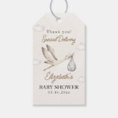 Classic White Stork Baby Shower Neutral ギフトタグ (正面)