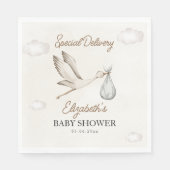 Classic White Stork Baby Shower Neutral スタンダードランチョンナプキン (正面)