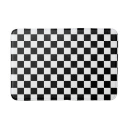 Classic White with Black Square Pattern バスマット