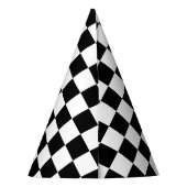Classic White with Black Square Pattern パーティーハット (裏面)