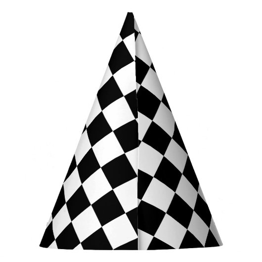 Classic White with Black Square Pattern パーティーハット (裏面)