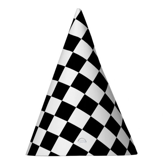 Classic White with Black Square Pattern パーティーハット (右)