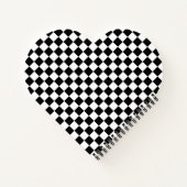 Classic White with Black Square Pattern Heart ノートブック (裏面)