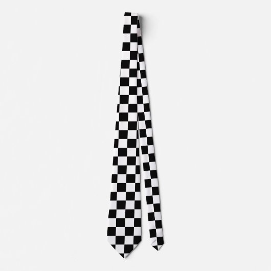 Classic White with Black Square Pattern Neck Tie ネクタイ (正面)
