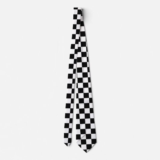 Classic White with Black Square Pattern Neck Tie ネクタイ (裏面)