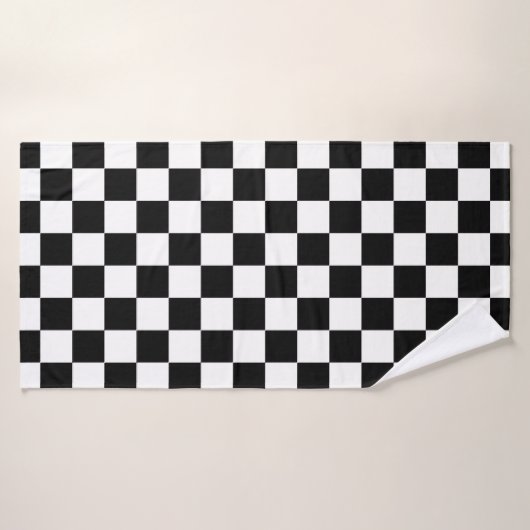 Classic White with Black Square Pattern Style バスタオル (バスタオル)