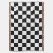 Classic White with Black Square Style スローブランケット (正面縦)