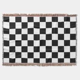 Classic White with Black Square Style スローブランケット