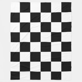 Classic White with Black Square Style フリースブランケット