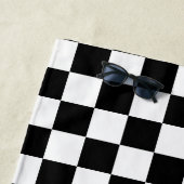 Classic White with Black Square Style Pattern ビーチタオル (インサイチュ)