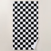 Classic White with Black Square Style Pattern ビーチタオル (正面)