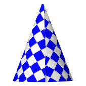 Classic White with Blue Square Pattern パーティーハット (裏面)