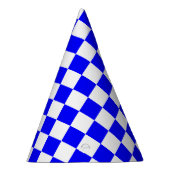 Classic White with Blue Square Pattern パーティーハット (右)