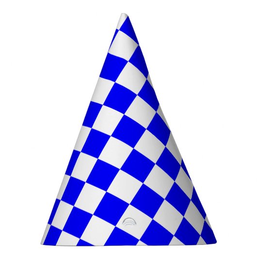 Classic White with Blue Square Pattern パーティーハット (右)