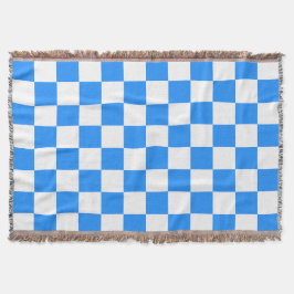 Classic White with Bright Blue Square Style スローブランケット