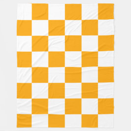 Classic White with Bright Orange Square Style フリースブランケット