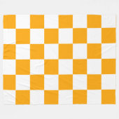 Classic White with Bright Orange Square Style フリースブランケット (正面(横))