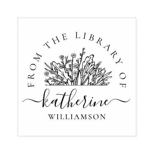 Classic Wildflowers Name Script Custom Library ラバースタンプ (インプリント)