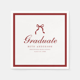 Classic Wine Red Coquette Bow Graduation Party スタンダードカクテルナプキン