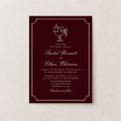 Classic Wine Red Double Frame Wedding Invitation 案内状