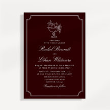 Classic Wine Red Double Frame Wedding Invitation