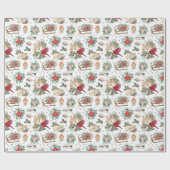 Classic Winter Clock and Poinsettia Christmas  ラッピングペーパー (フラット)