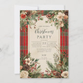 Classic Winter Florals Christmas 招待状 (正面)