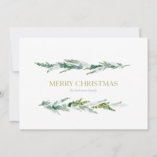 Classic Winter Greenery Christmas  シーズンカード (正面)