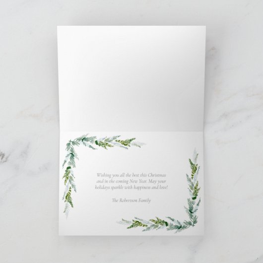 Classic Winter Greenery Christmas  シーズンカード (内部)