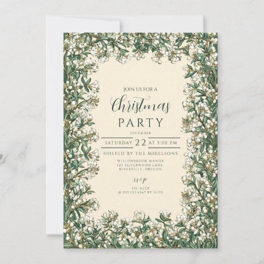 Classic Winter Greenery Christmas 招待状 (正面)