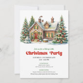 Classic Winter Scene Watercolor Christmas Invite 招待状 (正面)