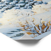 Classic Winter Village with Snowy Church and Trees ポスター (角)